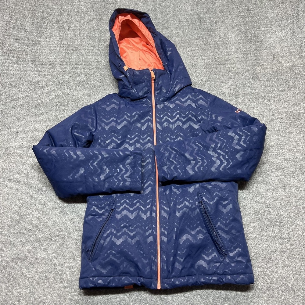 Roxy Ski Jacket Girls 14 Blue Hooded DryFlight 10K Waterproof Insulated Winter